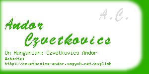 andor czvetkovics business card